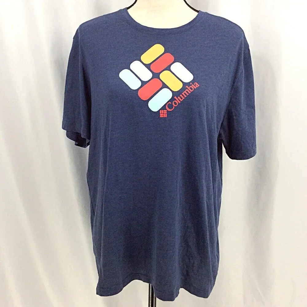 Columbia Womens Bluebird Day Relaxed Crew‎ Neck T-Shirt Size 1X Denim Blue SS